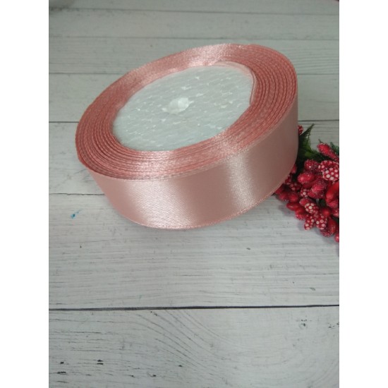 ОПТ Лента атласная однотонная 2,5 см, цв. пепельно-розовый 41, цена за катушку